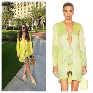 ALEXIS Claudine Bia Lime Green Yellow Wavy Stripe Skirt and Top Set Size Medium